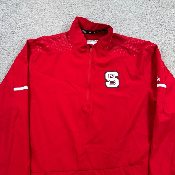 Adidas NC State Wolfpack Red 1/4 Zip Pullover Jacket Mens Medium - Picture 2 of 8